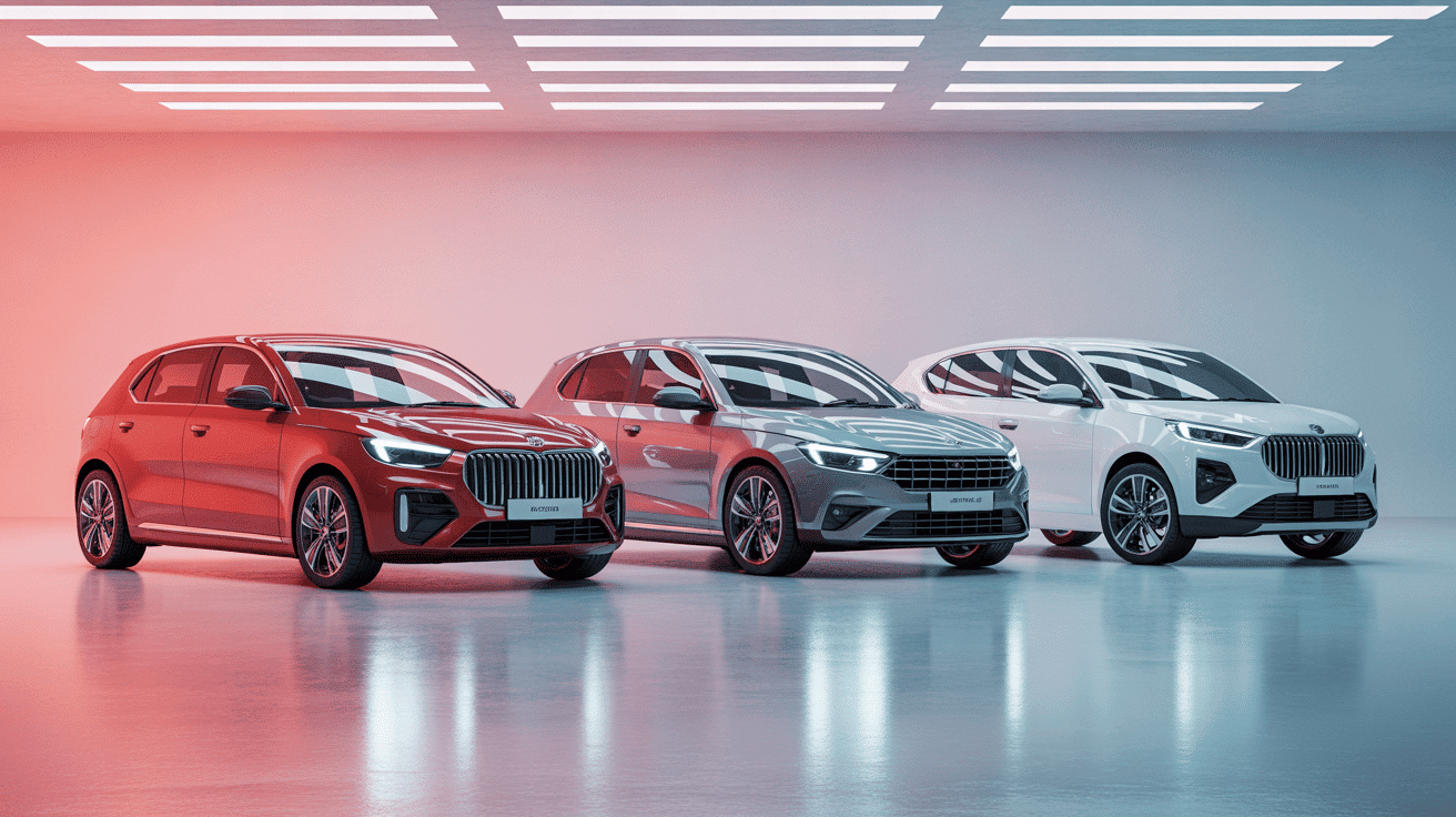 Trois marque de voiture espagnol dans un showroom