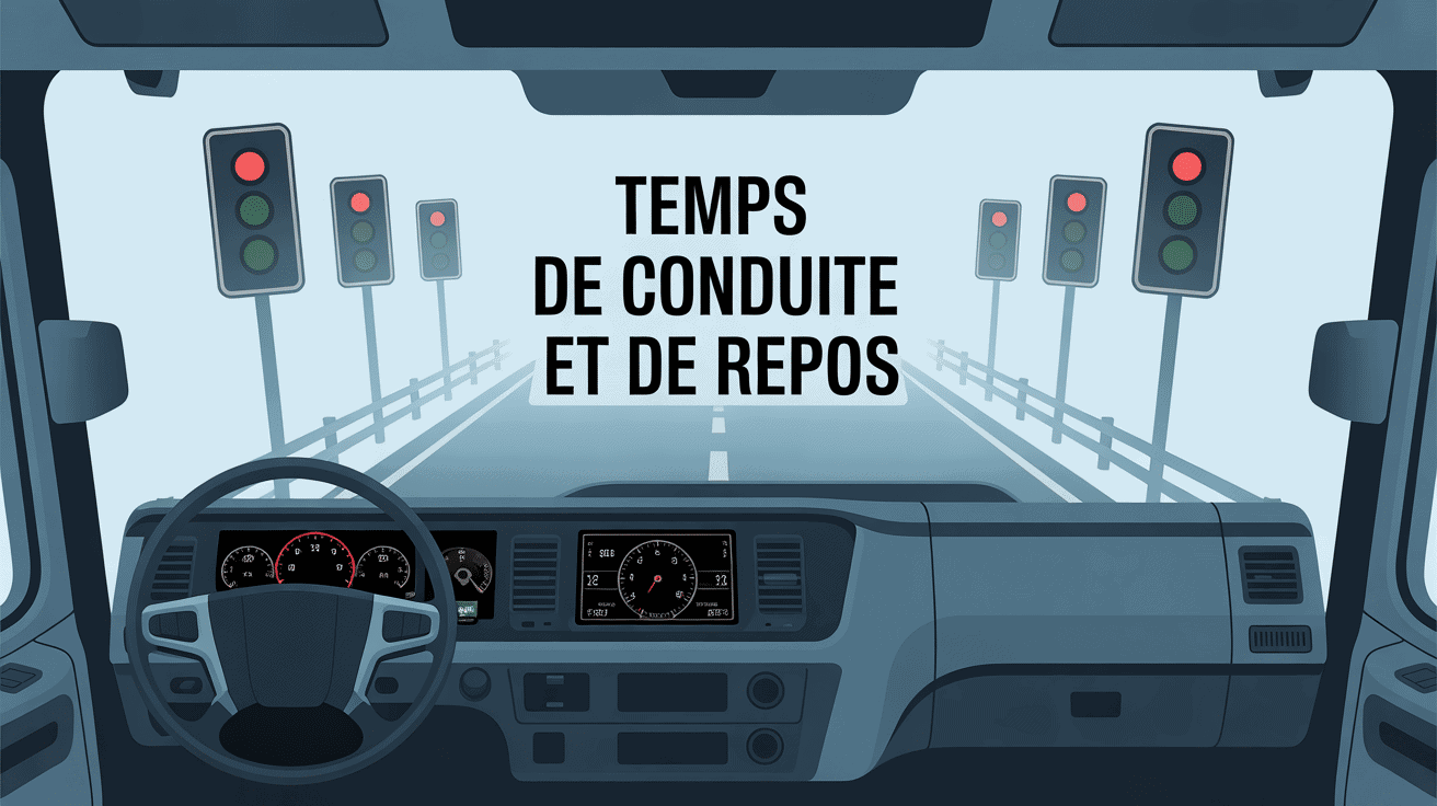 tableau : temps de conduite et de repos sur tableau de bord de camion