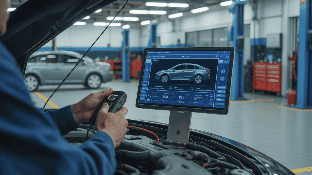 Diagnostic voyant service 208 par mécanicien garage