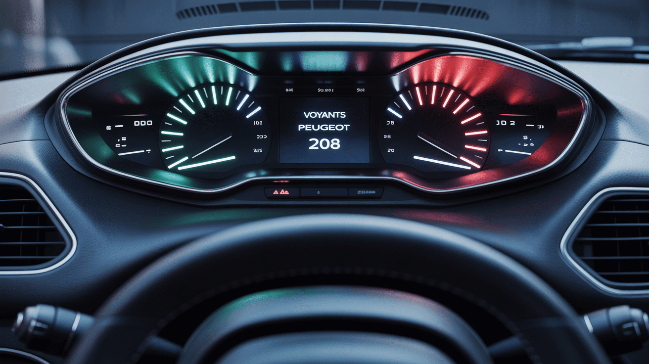 Voyants tableau de bord Peugeot 208 lumineux sur cockpit