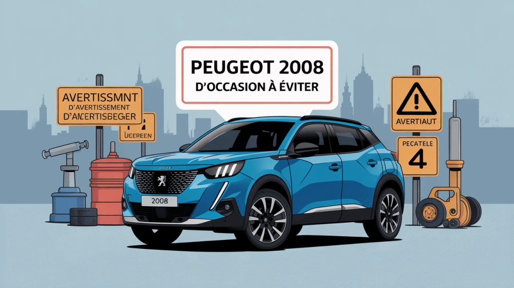 Peugeot 2008 modèle à éviter devant panneaux avertissement