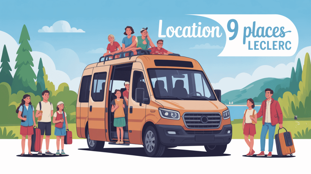 Location 9 places Leclerc minibus illustration moderne