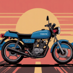 illustration rétro moto yamaha rd 125 lc sur route