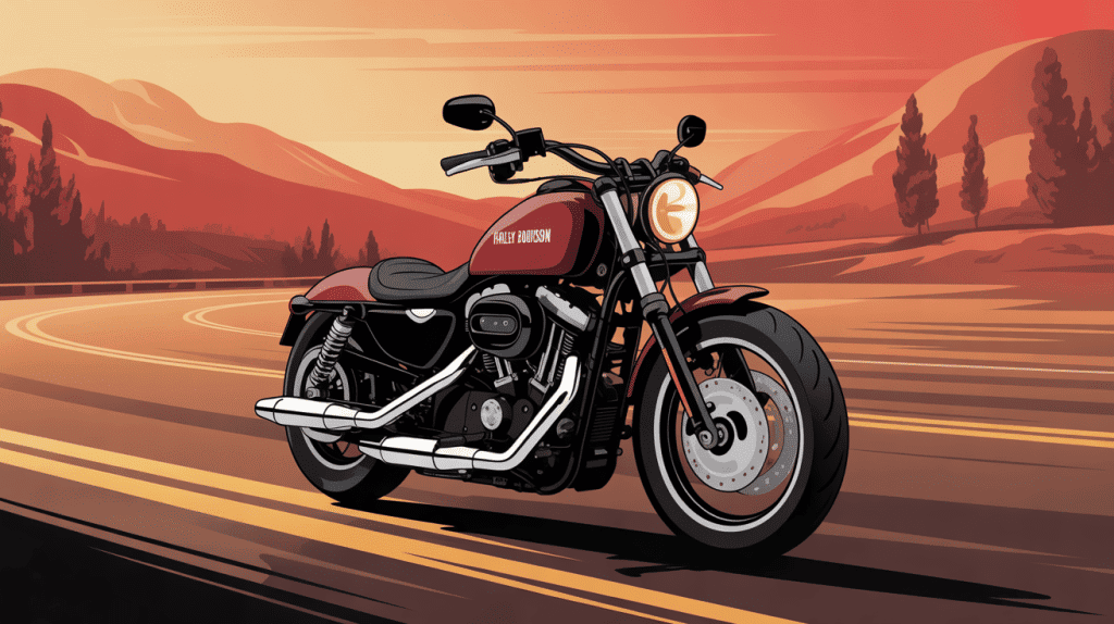 illustration 125 harley davidson style custom sur route