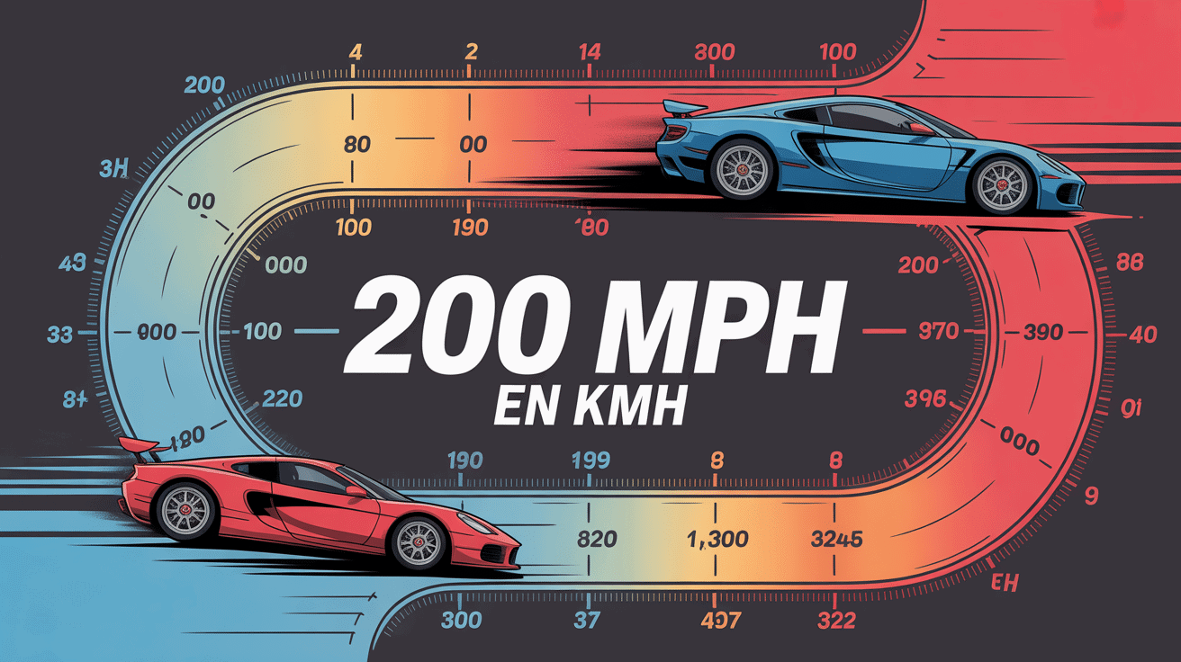Illustration conversion 200 mph en kmh supercar vecteur
