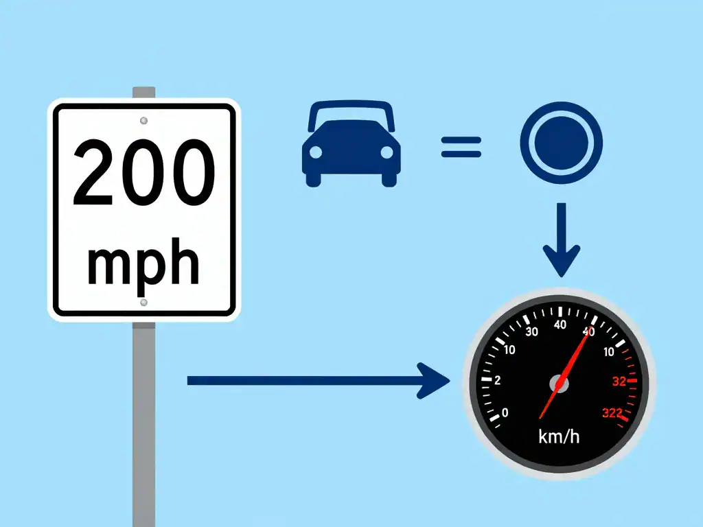 Diagramme concept conversion 200 mph en kmh