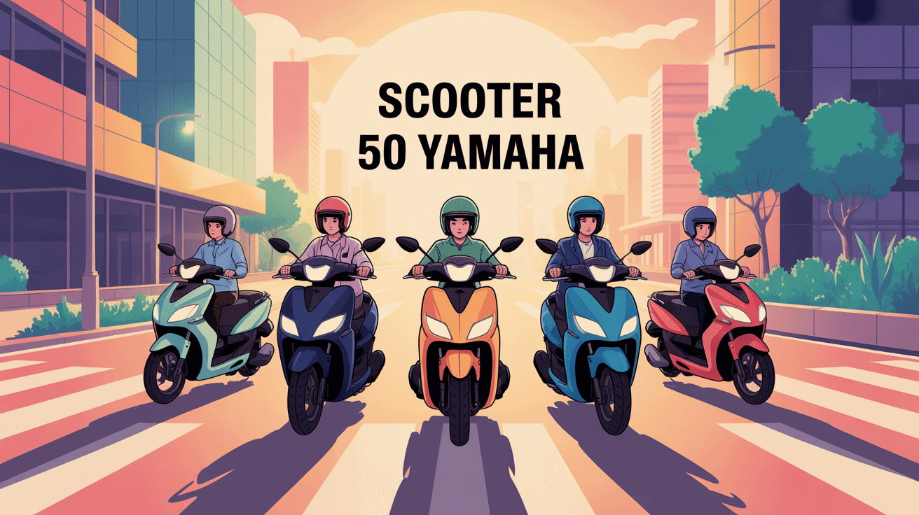 Illustration urbaine avec 50 scooter Yamaha Neo's Aerox BW's