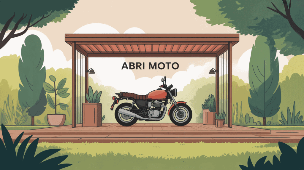 abris moto moderne protégé intempéries dans jardin