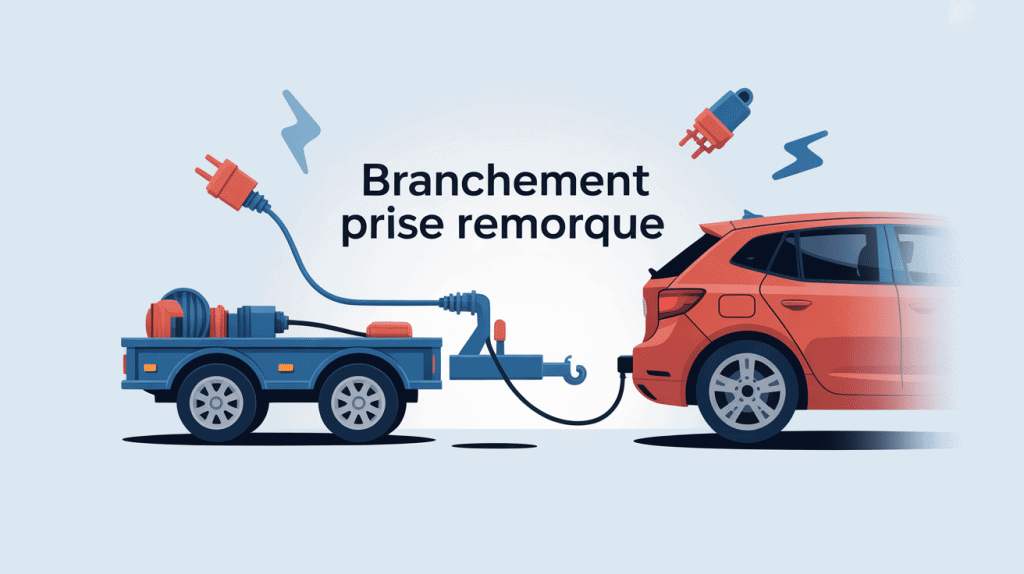 Illustration branchement prise remorque voiture et remorque