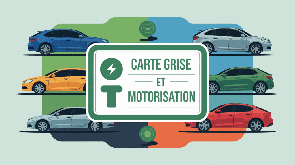 carte grise motorisation sur certificat avec silhouettes de voitures