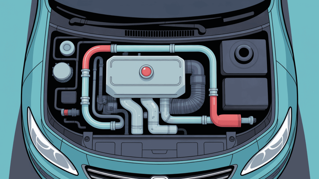 système durite de refroidissement voiture vu moteur