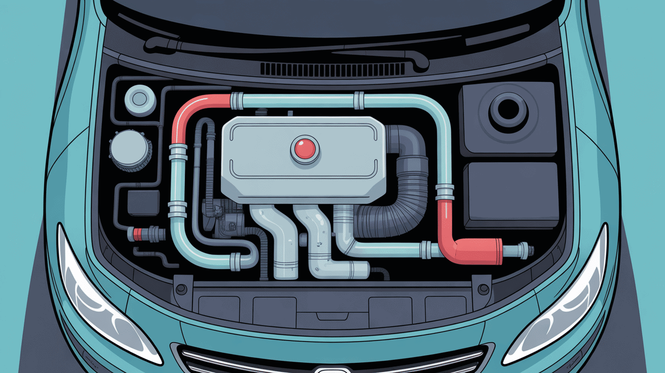 système durite de refroidissement voiture vu moteur