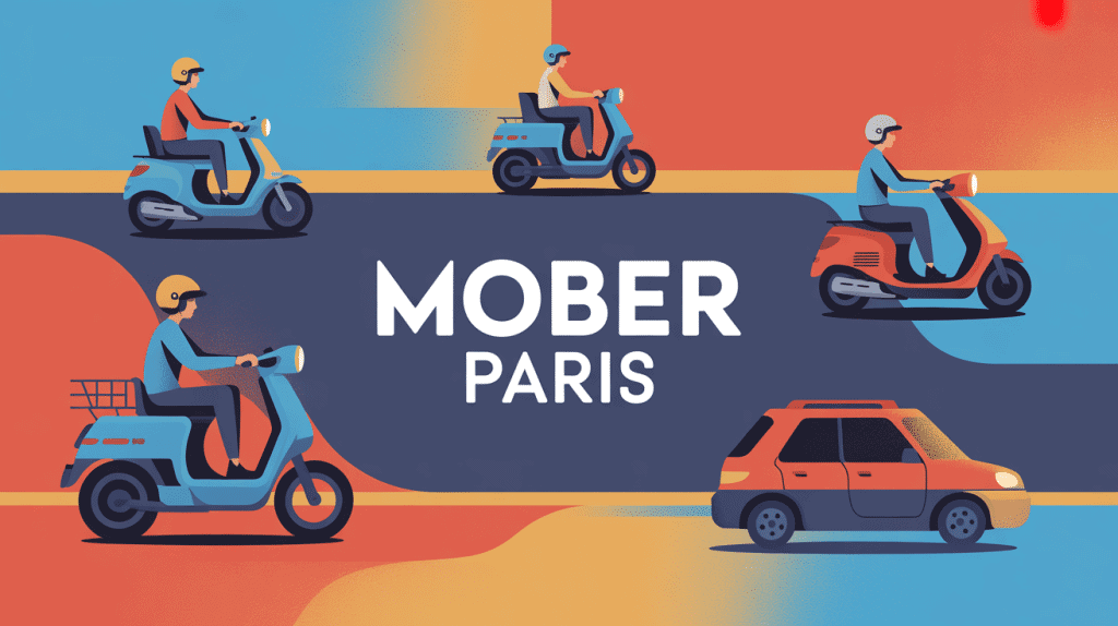 Illustration stylisée mobilité urbaine Mober Paris