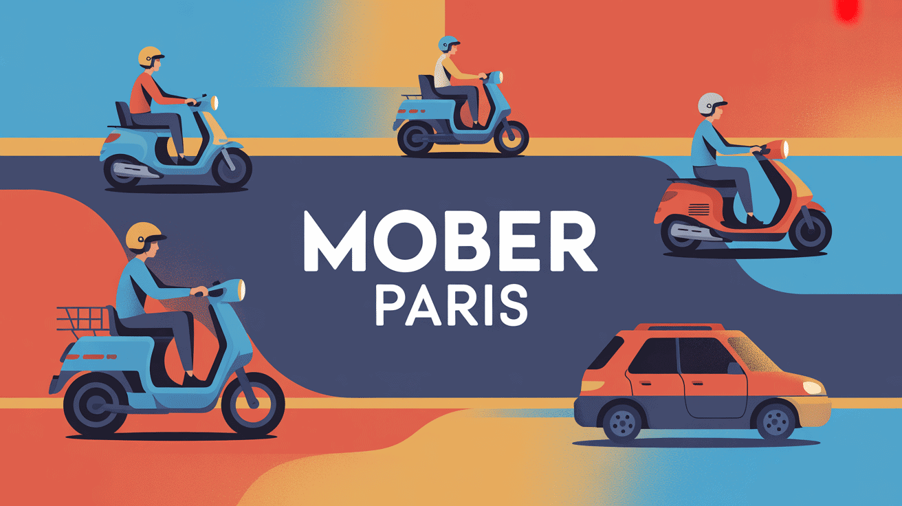 Illustration stylisée mobilité urbaine Mober Paris