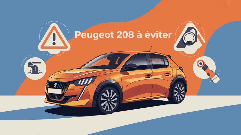 Modèle 208 à éviter vue stylisée icônes avertissement