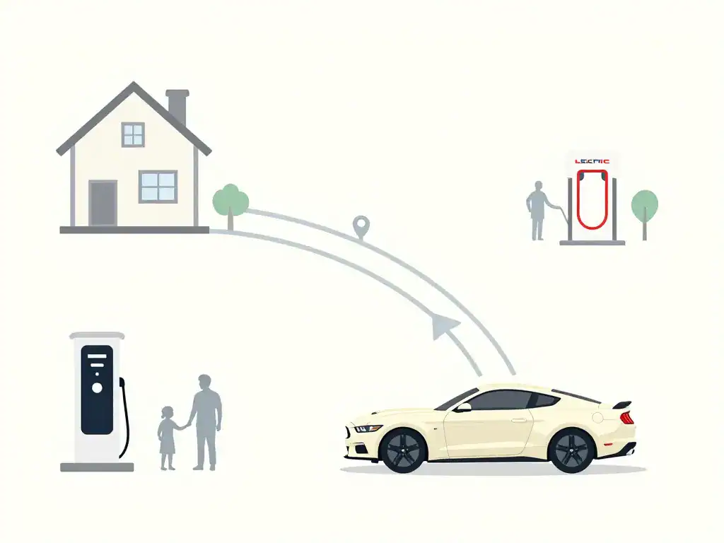 mustang electrique recharge maison famille