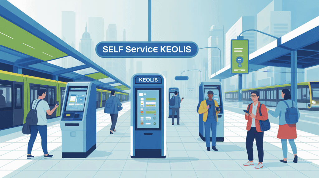 illustration self service keolis ambiance urbaine voyageurs digitaux