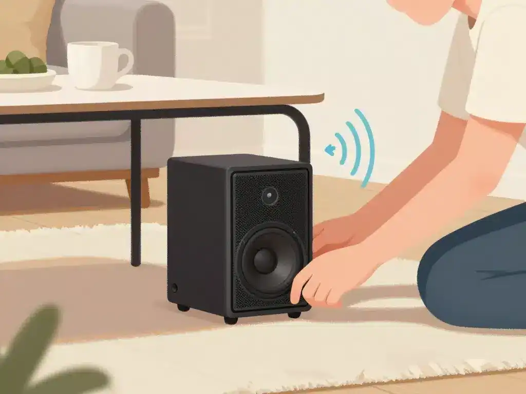 réglage subwoofer zero position optimale dans salon moderne