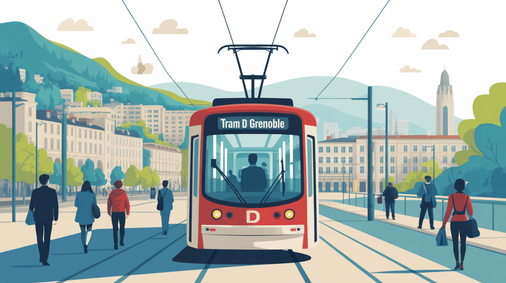 tram d grenoble traversant la ville campus hopital centre