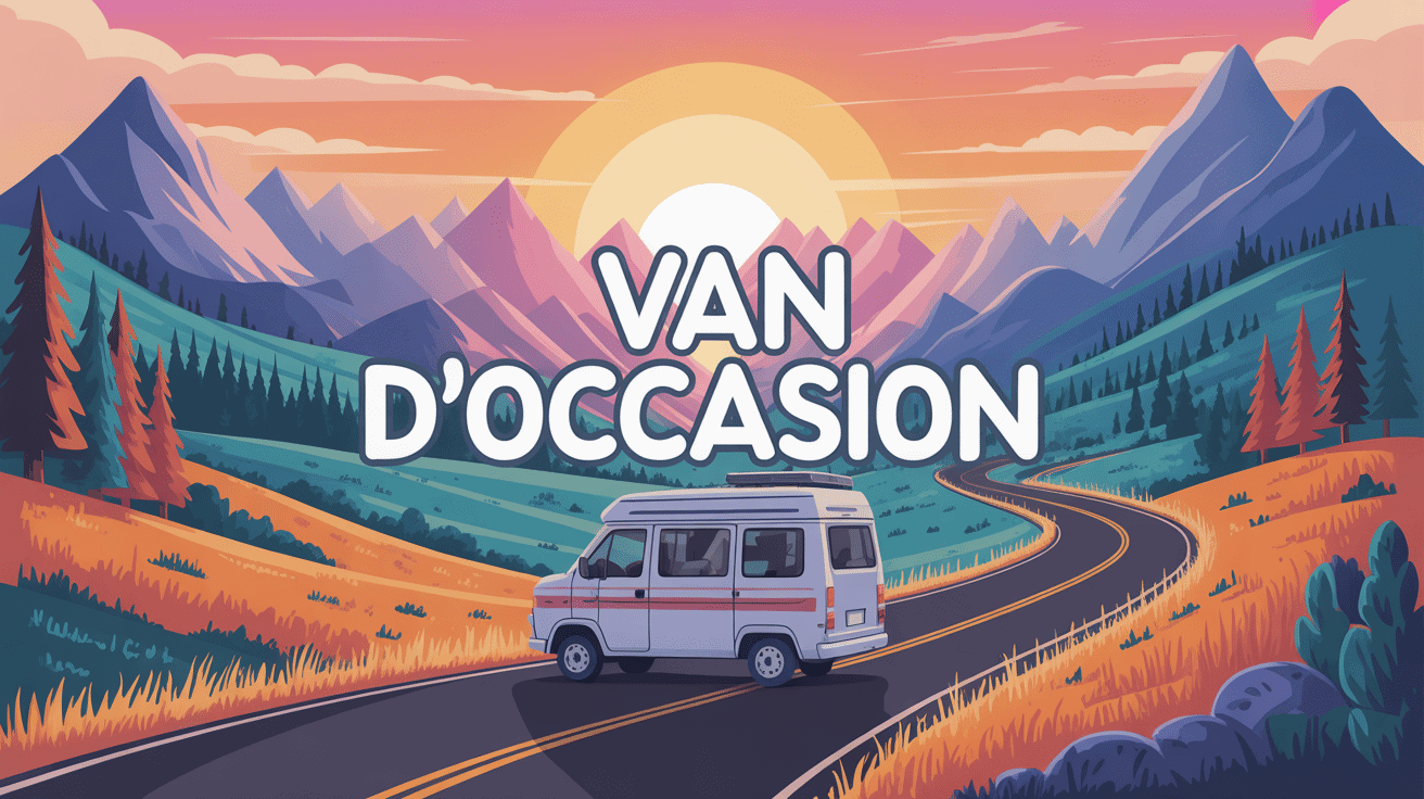 illustration van d occasion sur route montagne