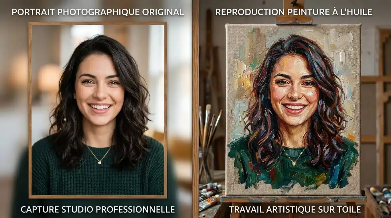 Exemple de transformation d'une photo en peinture à l'huile sur toile