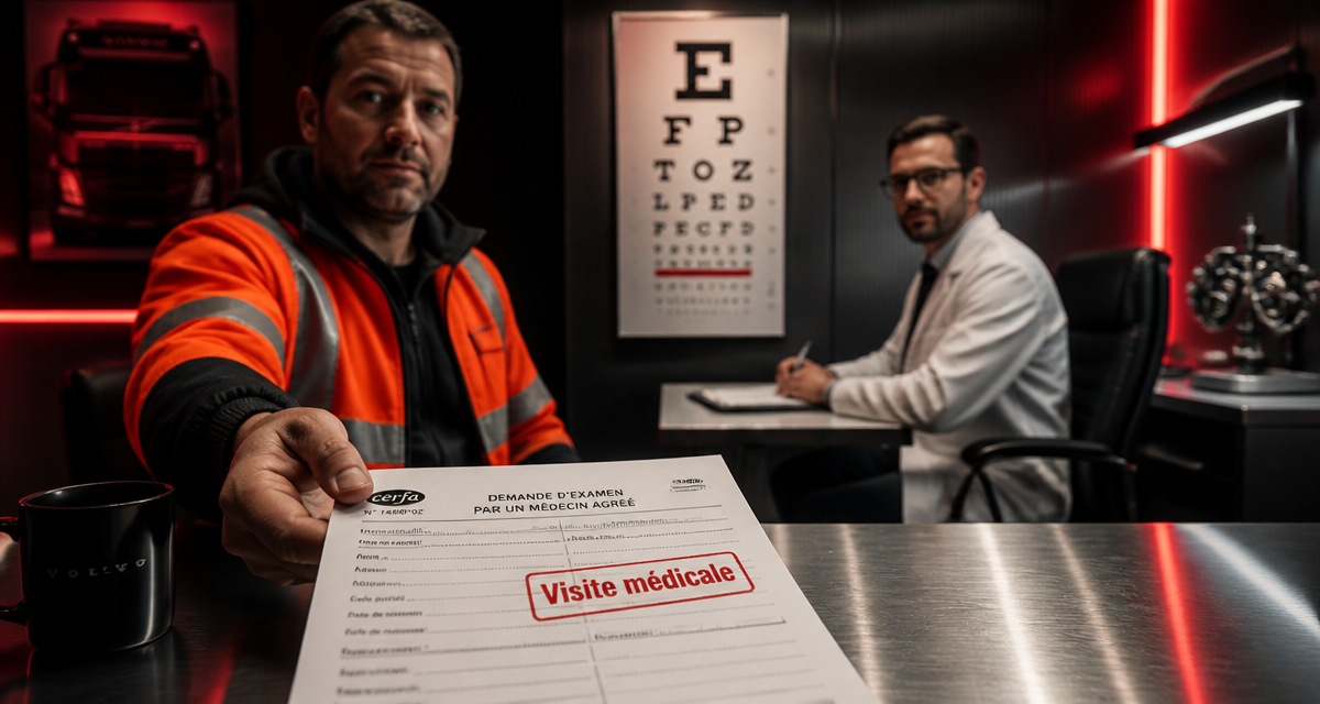 Visite médicale permis poids lourd chauffeur et médecin
