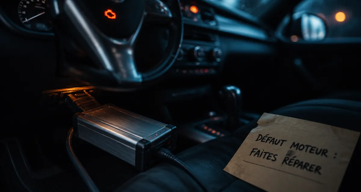 Défaut moteur faites réparer le véhicule : voyant moteur et valise OBD branchée