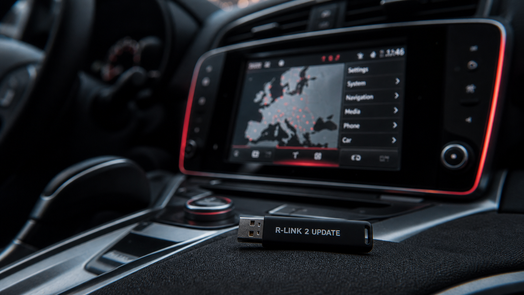 Clé USB FAT32 Rlink 2 sur console, écran 8,7 pouces allumé