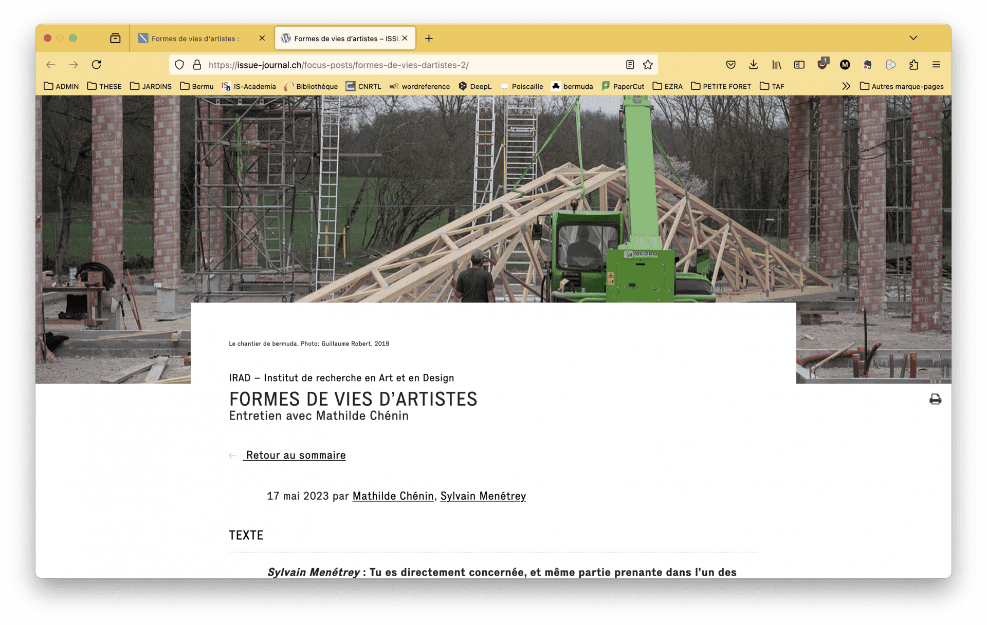 Formes de vie d’artistes