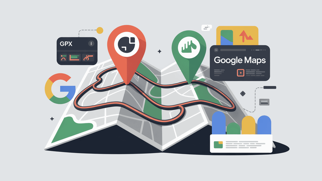 illustration gpx google map icônes parcours gps