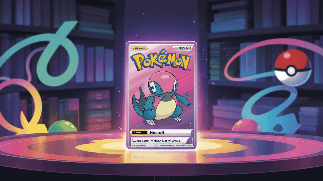 carte pokémon noctali vmax en éclairage collection