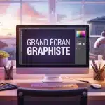 le plus grand écran graphiste sur un bureau moderne