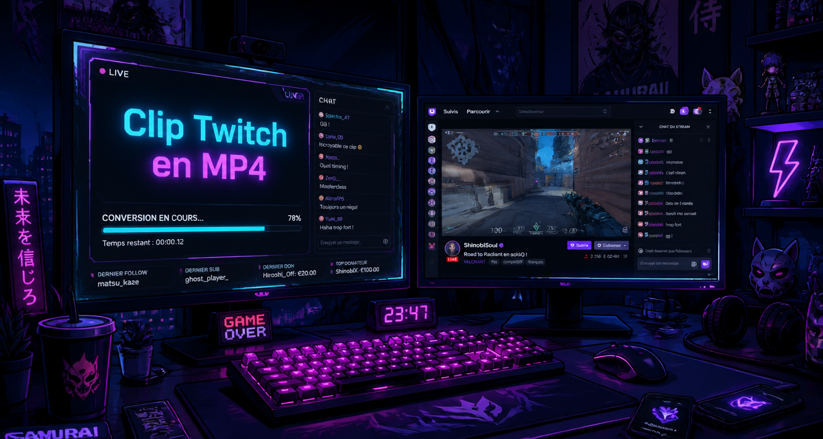 mp4 twitch clip sur écran gaming