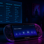 ps vita 2 sur bureau gamer ambiance neon