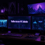 tailles ecran pc sur bureau gaming fantasy