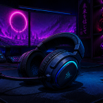 casque avec micro sans fil sur bureau gaming