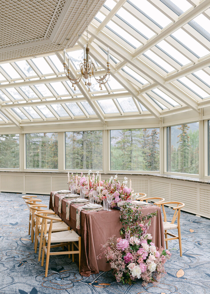 Fairmont Banff Springs wedding reception with romantic candlelight and elegant decor