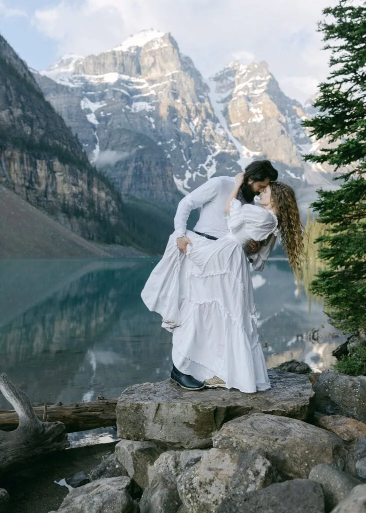 Banff wedding with mountain ceremony backdrop and Rocky Mountain views