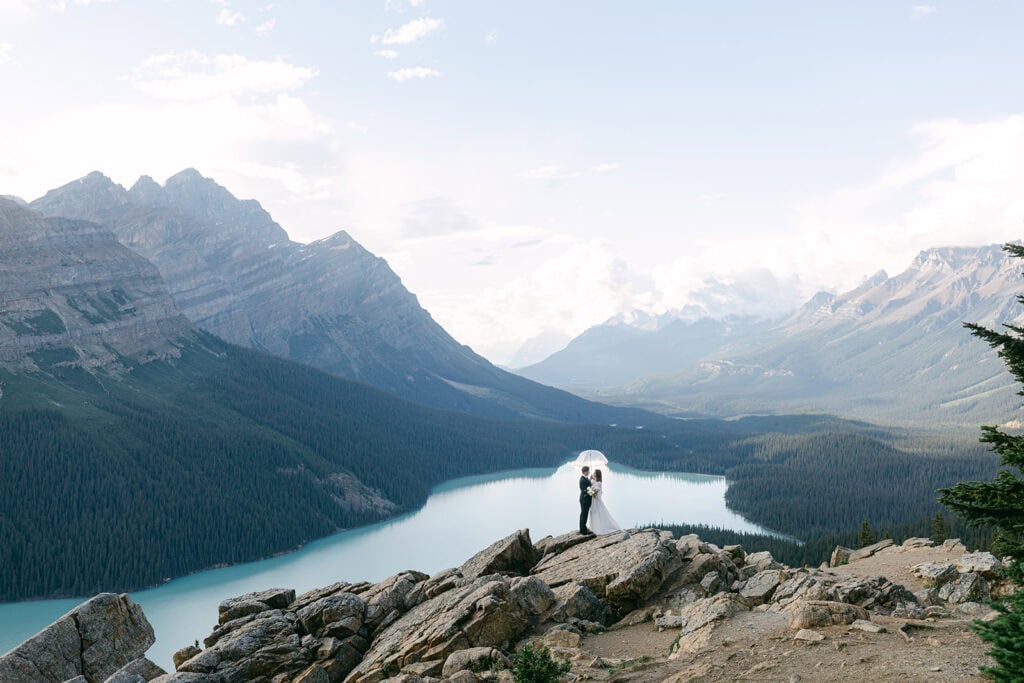 Banff Springs elopement with intimate vow exchange in the Canadian Rockies
