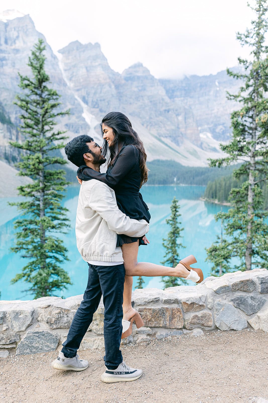 Adventurous pre-wedding shoot in Banff in the Rocky Mountains