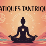 Illustration pratiques tantriques méditation énergie dorée symboles spirituels