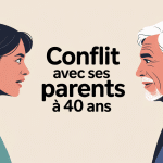 Illustration conflit avec ses parents à 40 ans