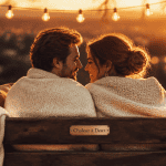 couple amoureux chaud sur banc au soleil