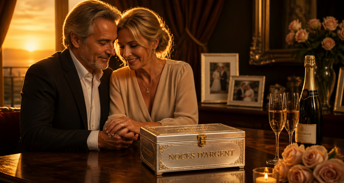 cadeau 25 ans de mariage couple coffret argent