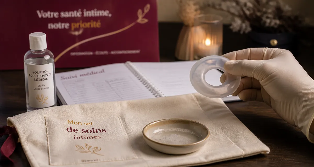 Pessaire avantages et inconvénients : main tenant un pessaire en silicone