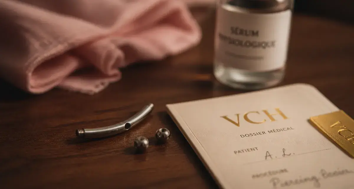 Piercing clitoris sur table avec kit titane VCH