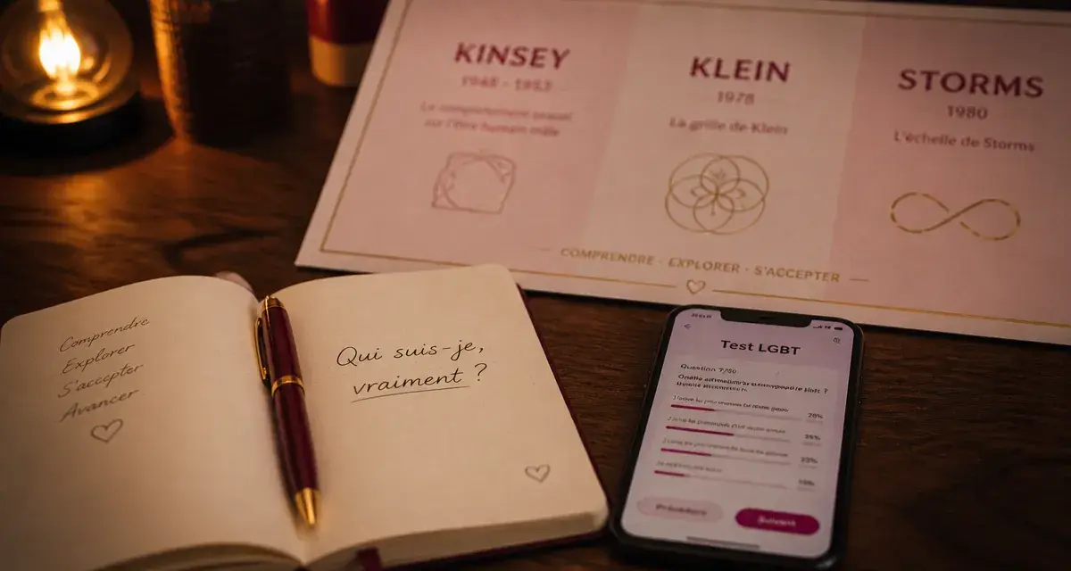 test lgbt sur smartphone et carnet, orientation sexuelle