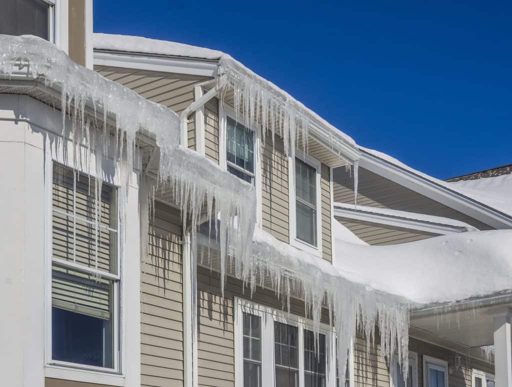 Ice Dams on Roof of Home