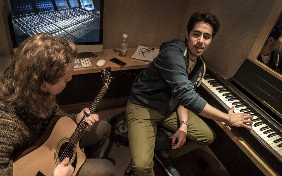 musicians in practice room