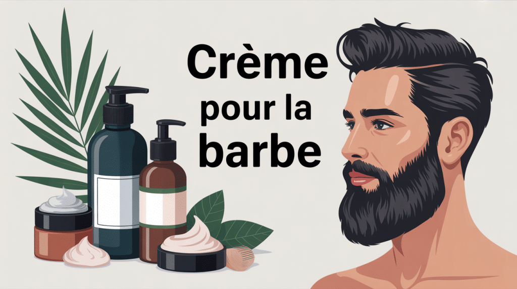 Illustration creme pour la barbe flacons et barbe soin